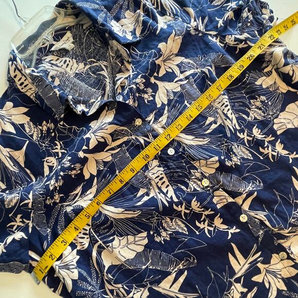 Panama Jack Tropical Floral Button Shirt Womens Size 1X Blue Linen Blend Top - Picture 8 of 9